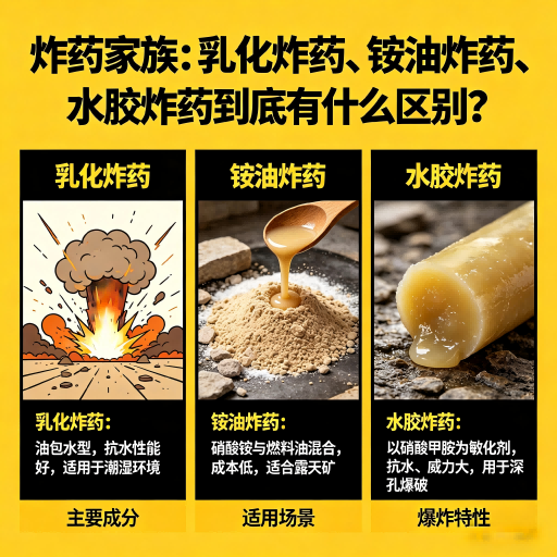 郏县炸药家族：乳化炸药、铵油炸药、水胶炸药到底有什么区别？